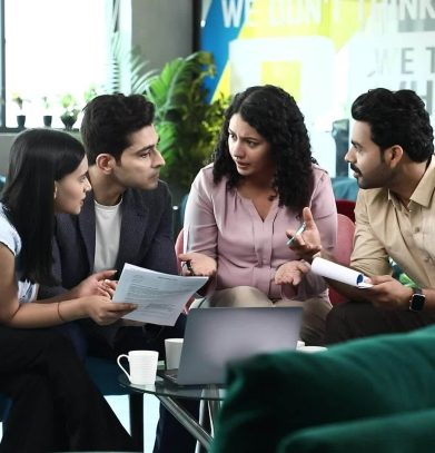 office team work together